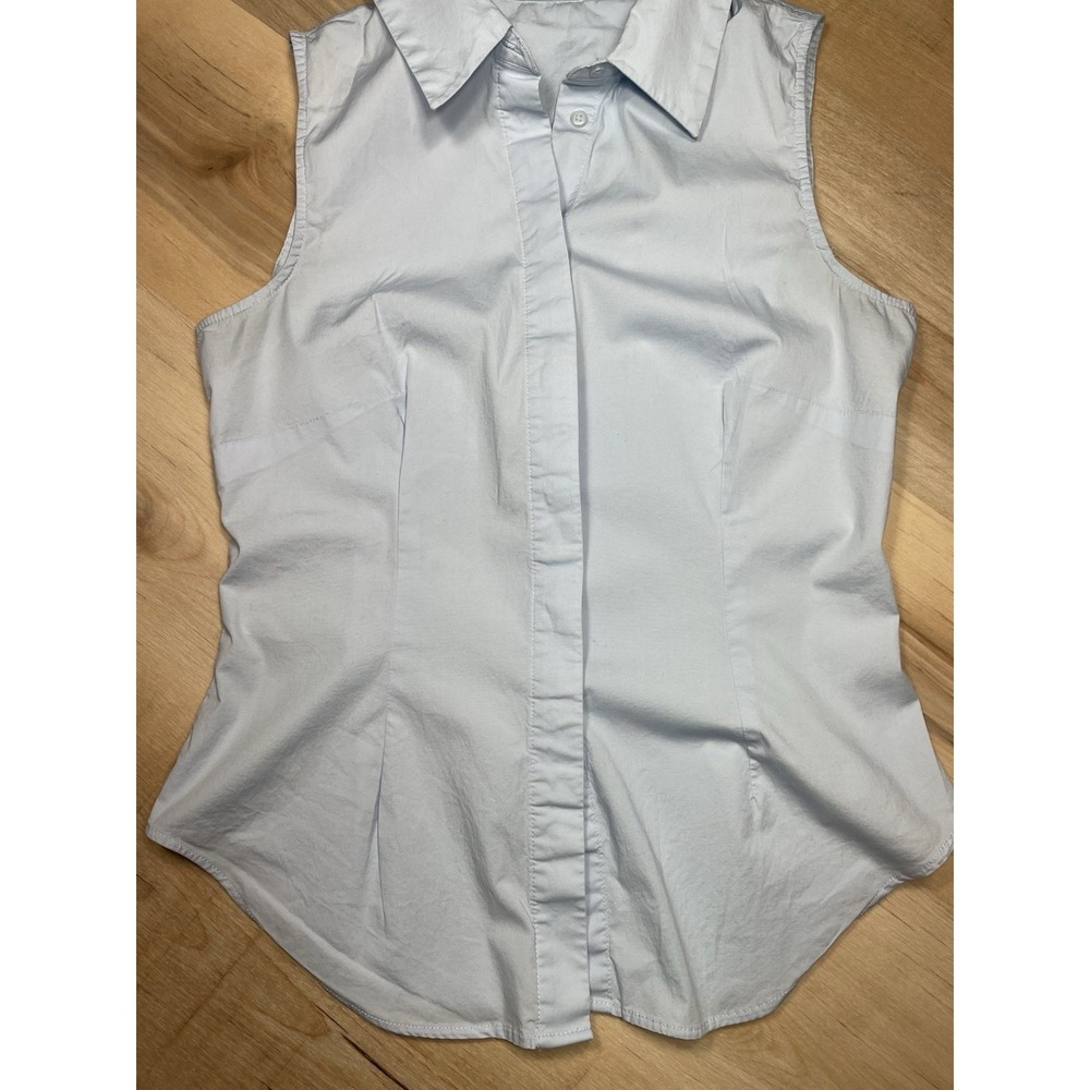 MNG Mango Women Blue Sleeveless Button Front Blouse Top Size M - Picture 10 of 10